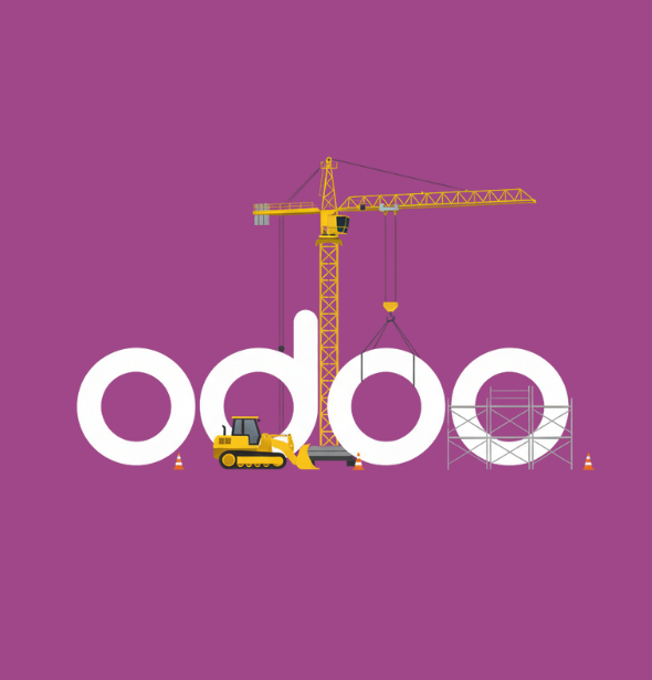 Infographic met uitleg over hoe Odoo kan worden gebruikt voor projectmanagement, met een overzicht van essentiële functies en workflows.